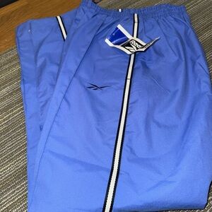 Reebok Blue Track Pants with Black and White Stripes